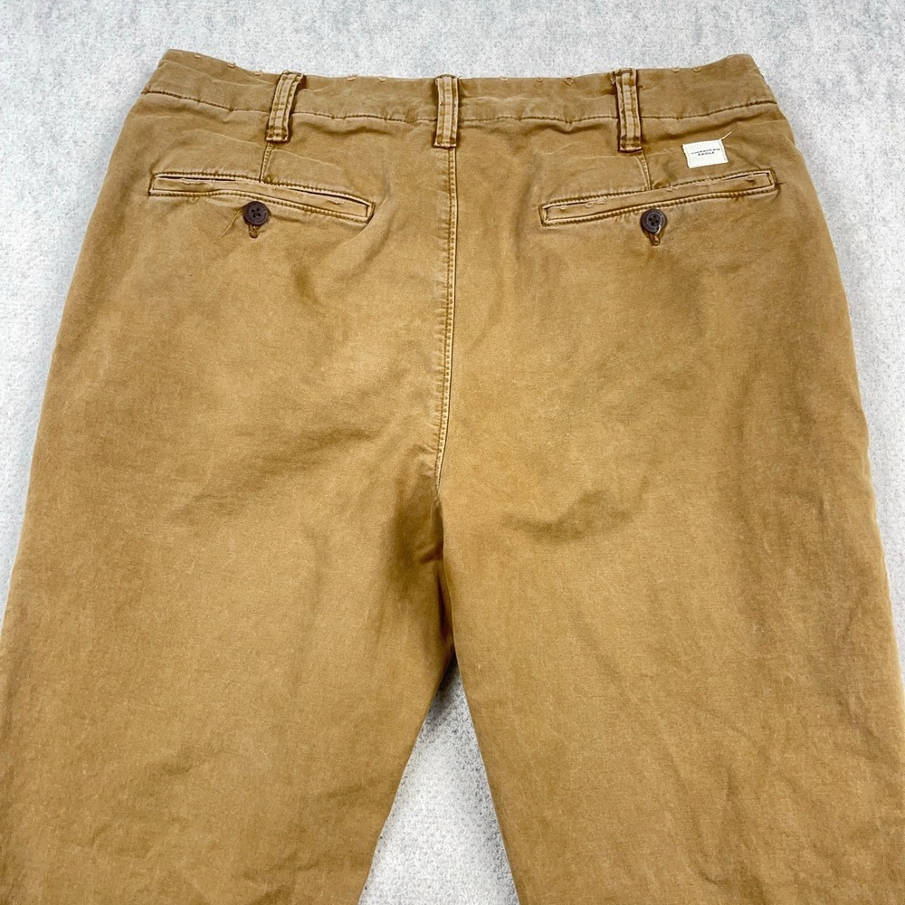 American Eagle Pants Men 32x34 Brown Khaki Chino Slim Fit Straight Leg Dress - Picture 12 of 13